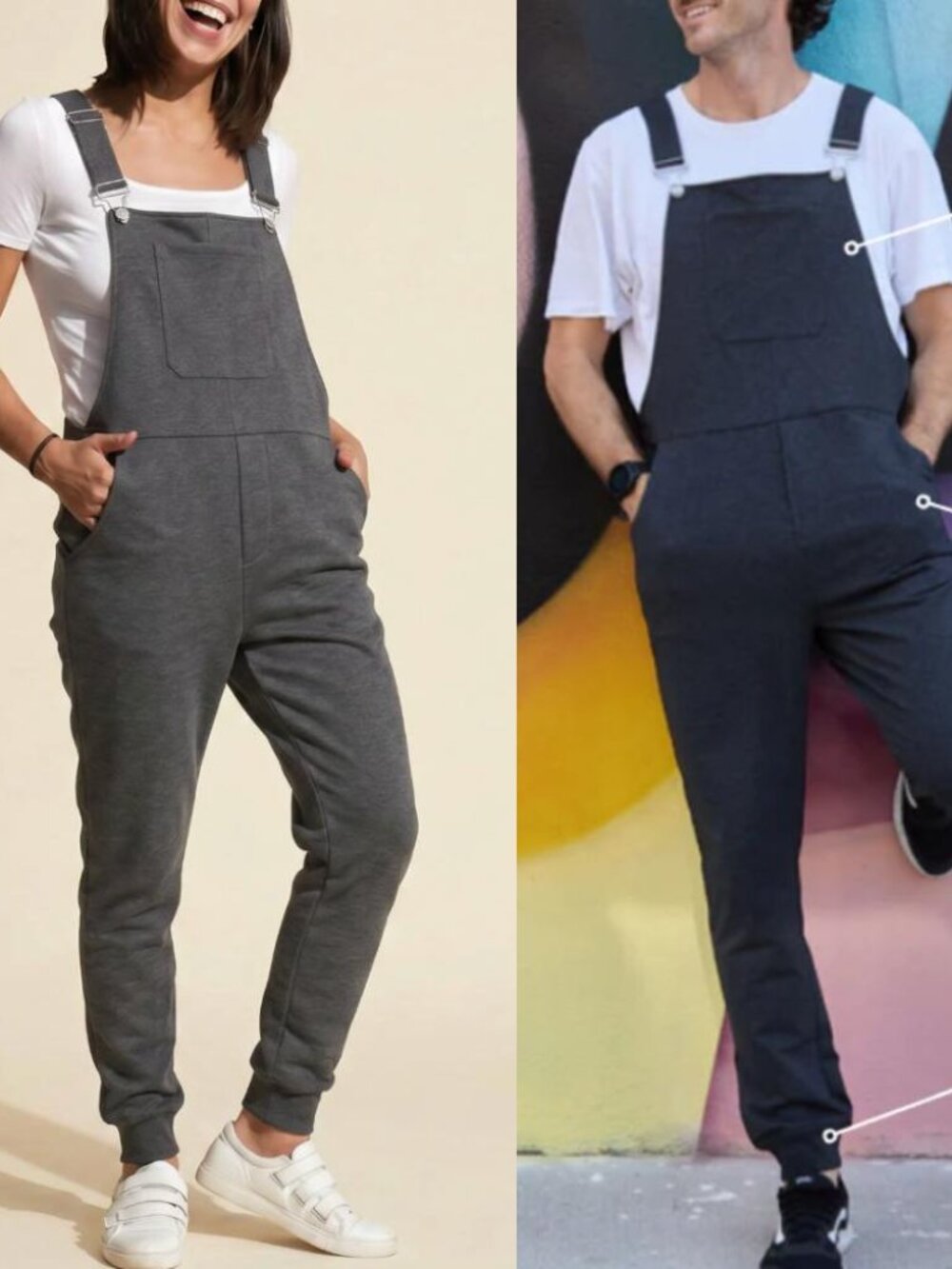 Swoveralls Dark Athletic Grey unisex french terry knit overalls lounge comfy L